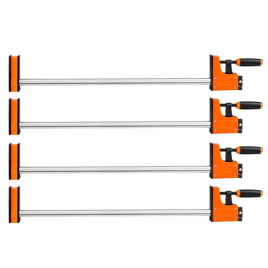 Bar Clamps for Woodworking, 4-Pack, 36" Opening F Clamps, 1500 lbs Load Limit, Clamp/Spreader 2 Modes, Soft Rubber Pads, Ergonomic Handle, Carbon Steel Bar, for Wood Working and Metal Working