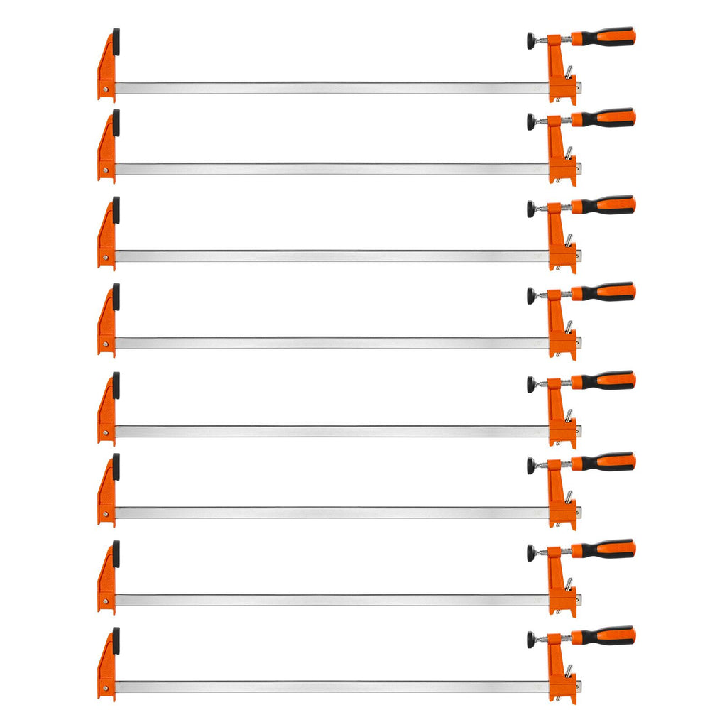 Bar Clamps for Woodworking, 8-Pack, 24" Opening F Clamps, 600 lbs Load Limit, with Plastic Pad and Self-Locking Design, Premium Cast Iron and Carbon Steel, for Wood Working and Metal Working