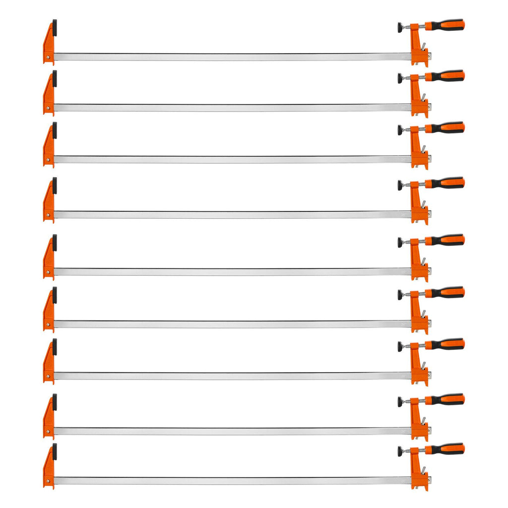 Bar Clamps for Woodworking, 8-Pack, 36" Opening F Clamps, 600 lbs Load Limit, with Plastic Pad and Self-Locking Design, Premium Cast Iron and Carbon Steel, for Wood Working and Metal Working