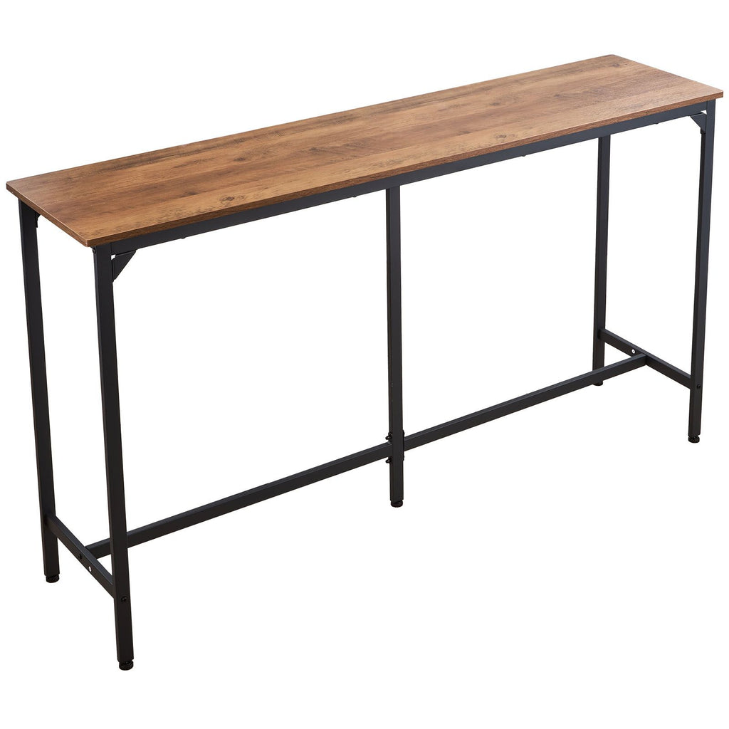 Bar Table, 1PCS 53″ Kitchen Bar Table, Tall Dining Tables with Rounded Edge, Rectangular High Top Kitchen Tables for Balcony, Living Room, Light Brown, Black, Extended Horizontal Design