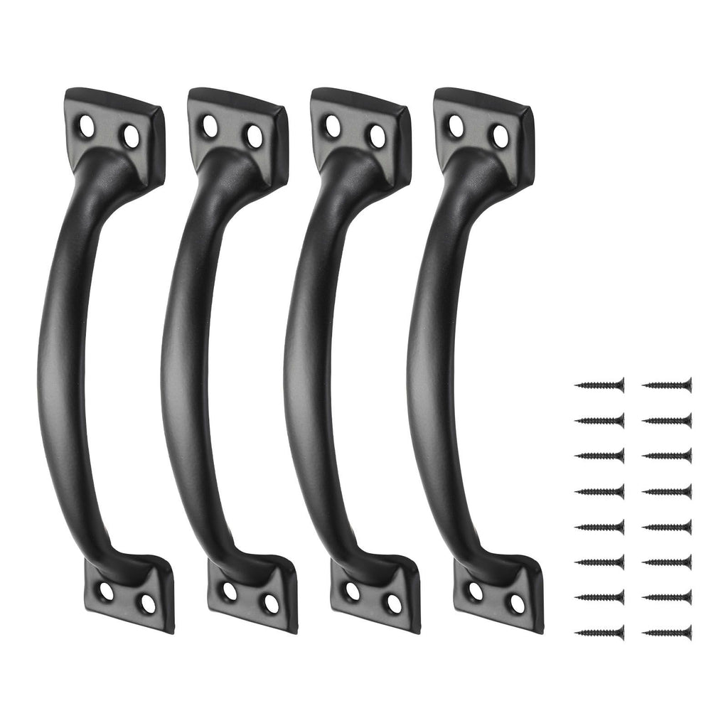 Barn Door Handle, 4Pcs 6.5 in Rustic Fence Gate Handle, Rust-Resistant Coating, Heavy Duty Carbon Steel Outdoor Gate Handles, Easy to Install, Metal Sliding Door Pulls for Garage Shed Pantry