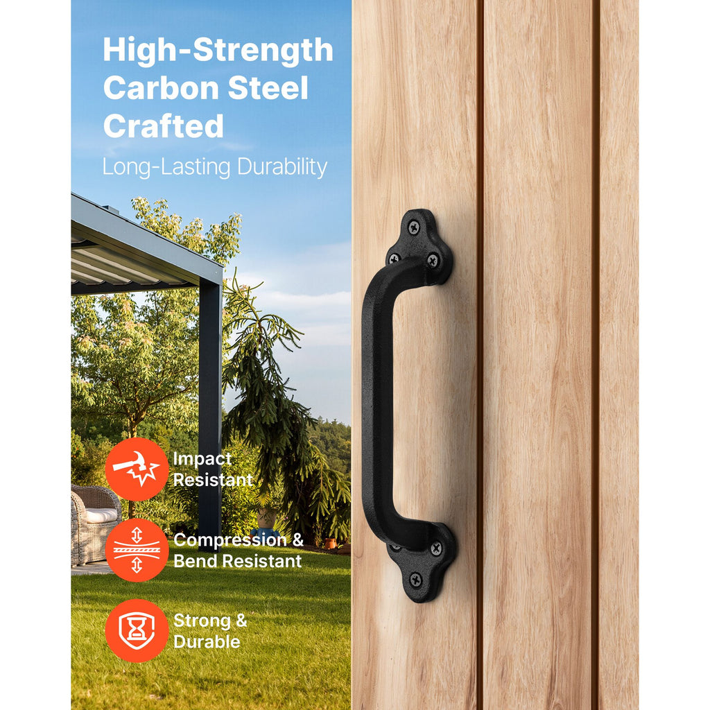 Barn Door Handle, 9 in Rustic Fence Gate Handle, Rust-Resistant Coating, Heavy Duty Carbon Steel Outdoor Gate Handles, Easy to Install, Metal Sliding Door Pulls for Garage Shed Closet Pantry image 2