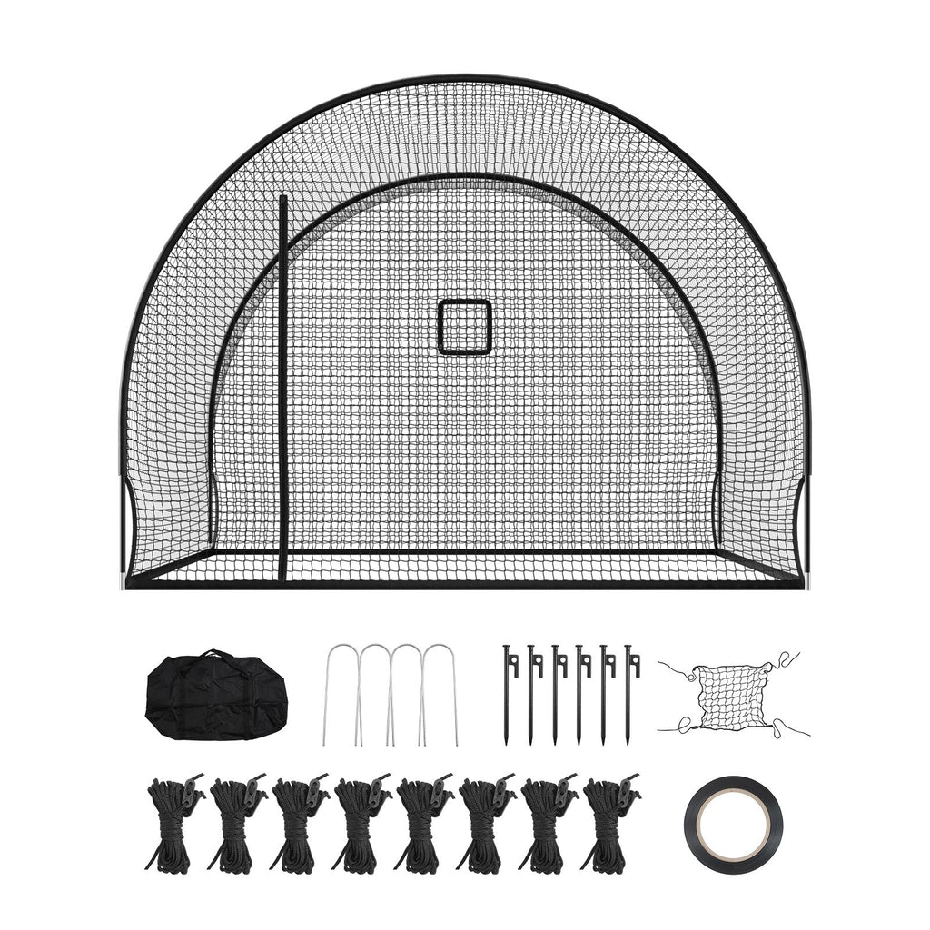 Baseball Batting Cage, 12.0 x 10.2 x 7.6 FT Freestanding Portable Batting Cage, Hitting Cages with 4-Ply Knotless Polyester & Pitching Machine Opening, Battings Cages Netting for Indoor Outdoor