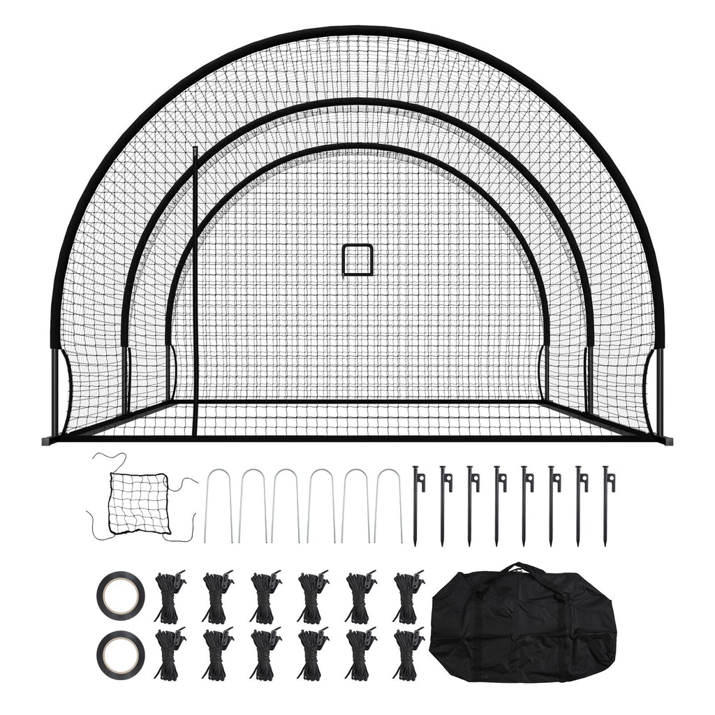 Baseball Batting Cage, 19.9 x 12.0 x 8.2 FT Freestanding Portable Batting Cage, Hitting Cages with 30-Ply Knotted HDPE & Pitching Machine Opening, Battings Cages Netting for Indoor Outdoor