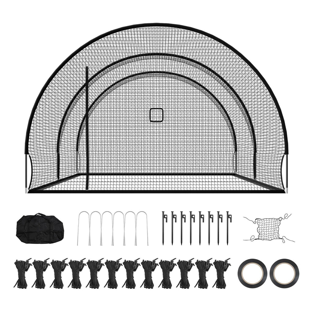 Baseball Batting Cage, 22.2 x 12.1 x 7.9 FT Freestanding Portable Batting Cage, Hitting Cages with 4-Ply Knotless Polyester & Pitching Machine Opening, Battings Cages Netting for Indoor Outdoor
