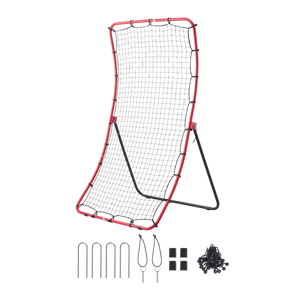 Baseball Softball Rebounder Net 4 x 5.5 ft Pitch Back Trainer, 5 Adjustable Angles, Heavy-duty Steel Frame, All Angle Bounce Back Net for Pitching & Fielding Training Aid, Return Practice