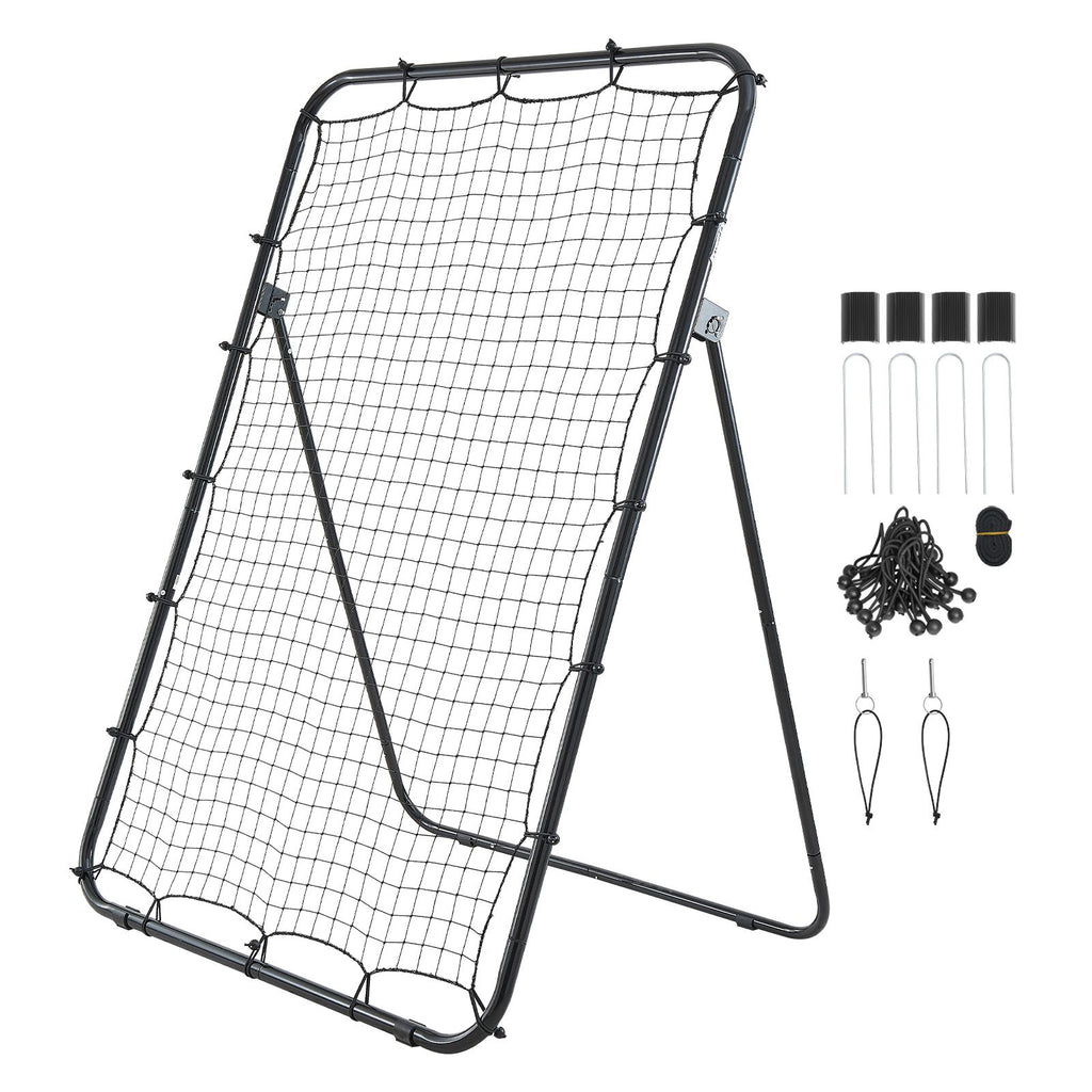 Baseball Softball Rebounder Net 4 x 6 ft Pitch Back Trainer Target, 5 Adjustable Angles with Strike Zone, Steel Frame, Bounce Back Net for Pitching & Fielding Training, Return Practice