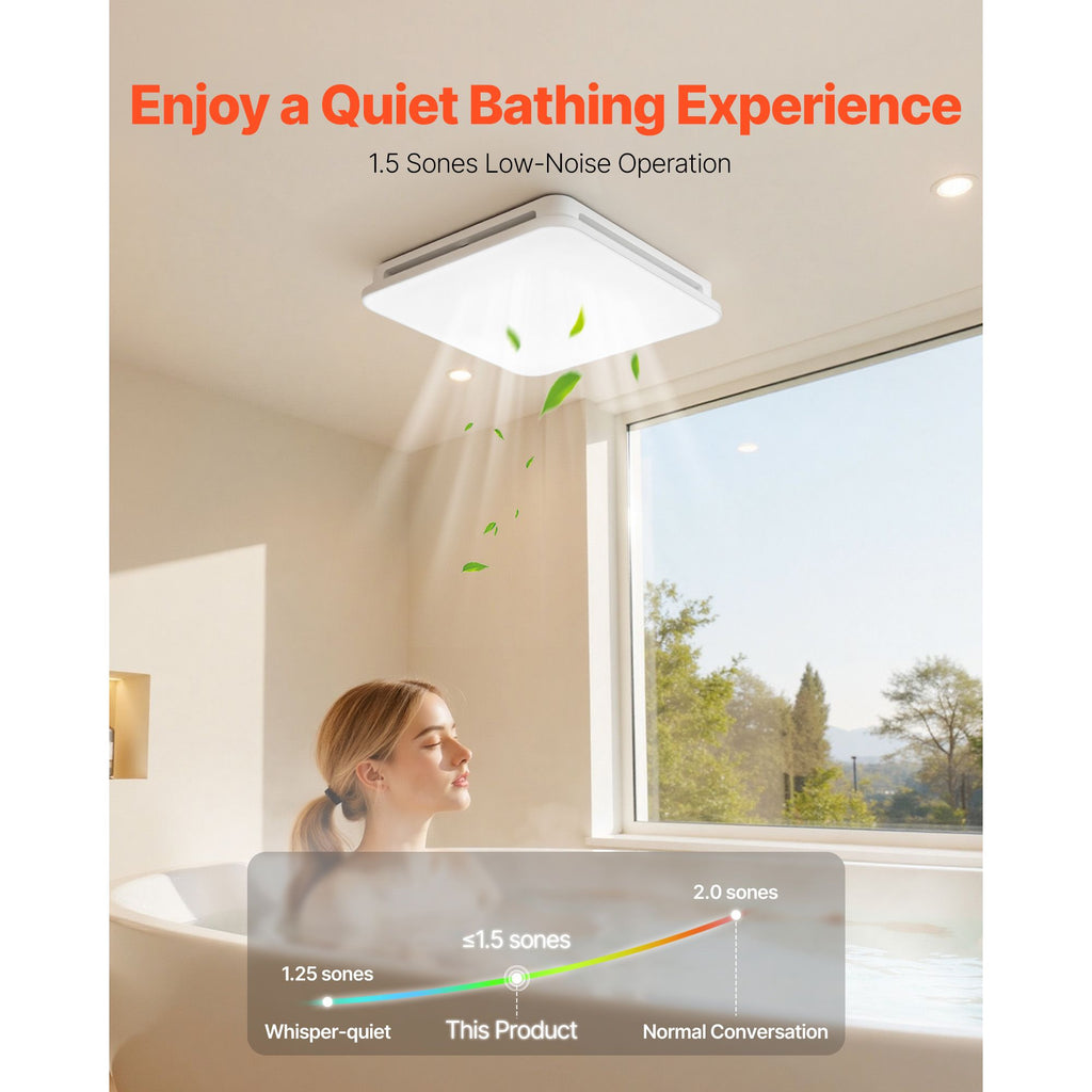 Bathroom Exhaust Fan with LED Light, 110 CFM 4000K Bathroom Vent, 1.5 Sones Low-Noise, Premium Motor Ceiling Fan for Laundry Room, Storage Room, Home Ventilation, White