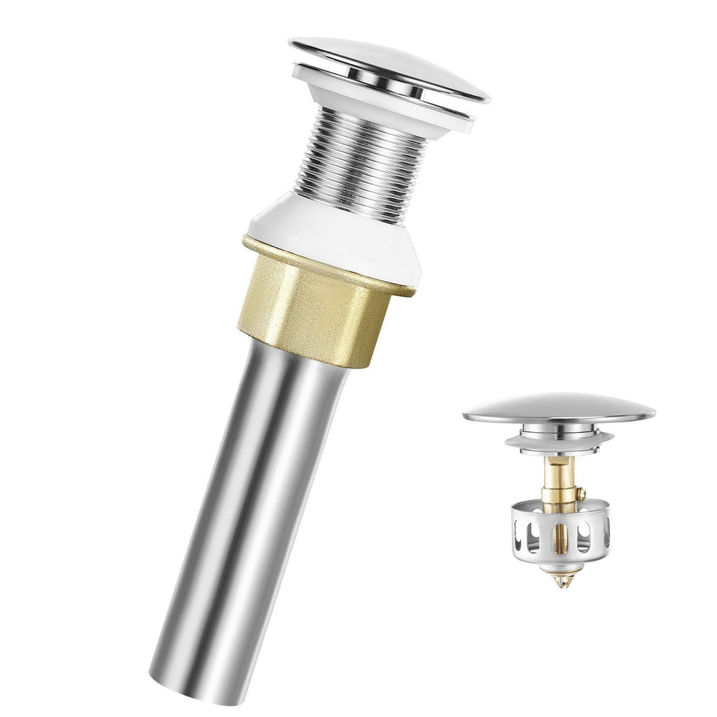 Bathroom Sink Drain Without Overflow, Brass and 304 Stainless Steel Pop Up Drains, Anti-Clogging Vessel Drain Strainer, All Metal Hair Catcher Drains Stopper, for Sinks Without Overflow Holes