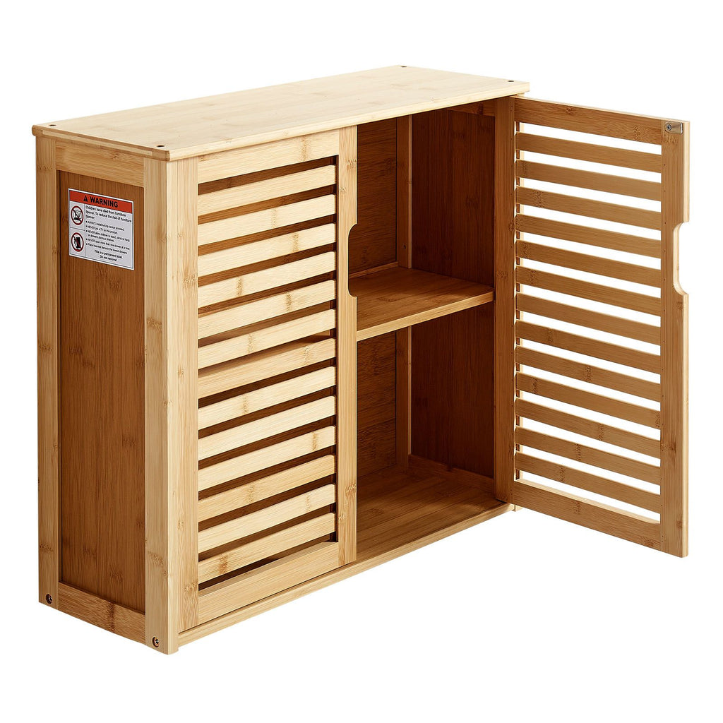 Bathroom Wall Cabinet, 2 Doors and Adjustable Shelf with 3 Height Levels, Over the Toilet Storage Medicine Cabinet Wall Mounted, Hanging Organizer with Shelves for Laundry Room Kitchen Restroom