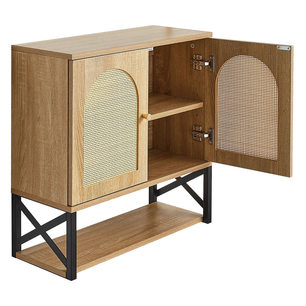 Bathroom Wall Cabinet, with 2 Doors and Adjustable Shelf, Over the Toilet Storage Medicine Cabinet Wall Mounted, Hanging Organizer with Shelves & Open Partition for Laundry Room Kitchen Restroom