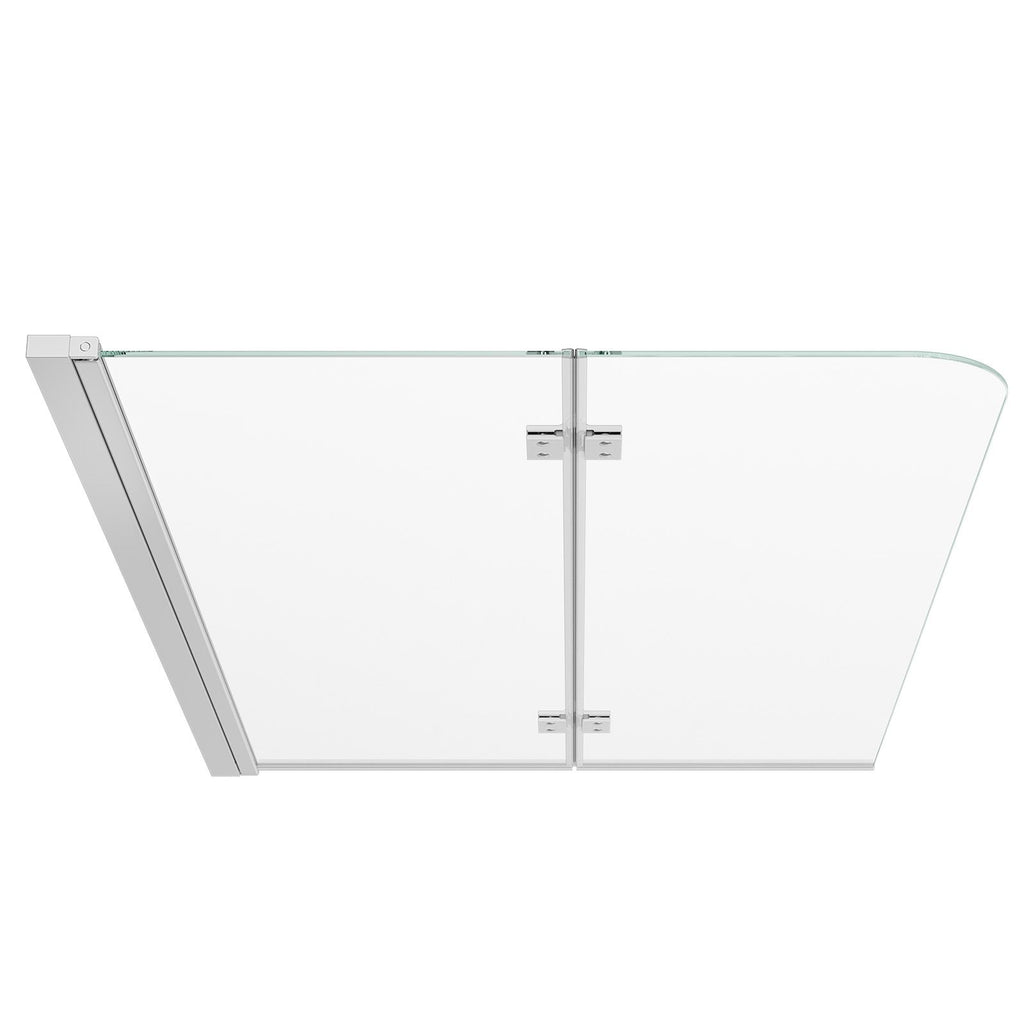 Bathtub Shower Door 47" W x 55" H Semi-Frameless Bi-Fold Tub Door, 1/4" Clear Tempered Glass, Easy-Clean Nano Coating, 180° Folding, Adjustable Sealing Strip, for Home Bathroom Tub, Silver