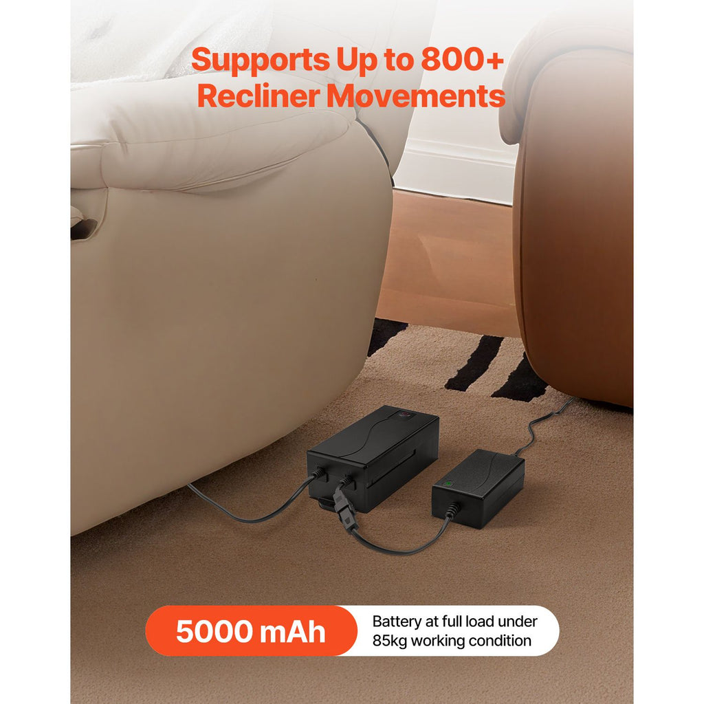 Battery Pack for Reclining Furniture with Adapter, 5000 mAh Rechargeable Recliner Battery Pack with Universal 2-Pin Connector and LED Screen, for Electric Recliner, Sofa, Couch & Lift Chair image 2