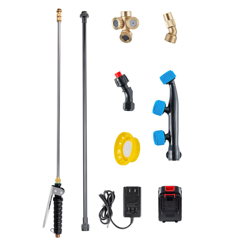 Battery-Powered Sprayer with Wheeled Cart, 13.1 Gallons Electric Weed Sprayer, Adjustable 0-80 PSI, Yard Lawn Sprayers with Wheels, 5 Nozzles & 98ft Hose, 3-6H Spray Time, for Weeding, Cleaning