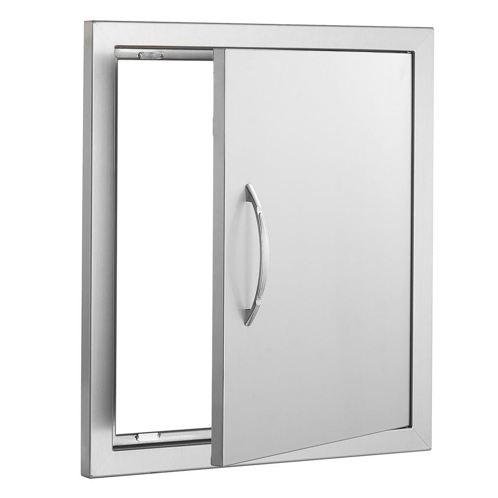 BBQ Access Door, 18W x 20H Inch Single Outdoor Kitchen Door, Stainless Steel Flush Mount Door, Wall Vertical Door with Handle and Hook, for BBQ Island, Grilling Station, Outside Cabinet