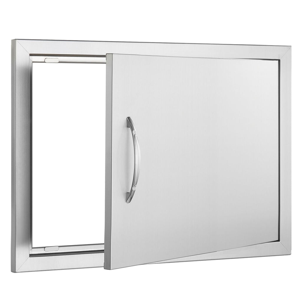 BBQ Access Door, 24W x 17H Inch Single Outdoor Kitchen Door, Stainless Steel Flush Mount Door, Wall Vertical Door with Handle, for BBQ Island, Grilling Station, Outside Cabinet