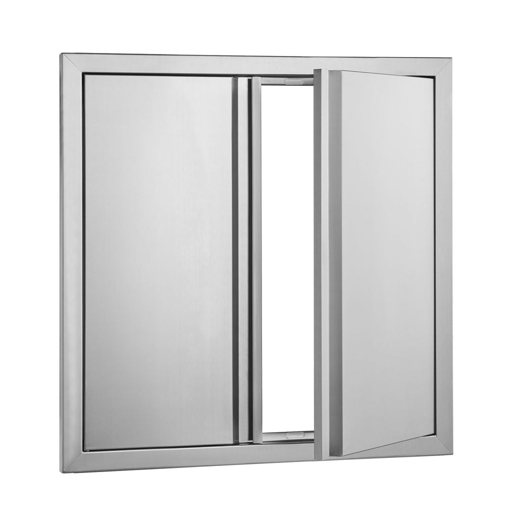 BBQ Access Door, 24W x 24H Inch Double Outdoor Kitchen Door, Stainless Steel Flush Mount Door, Wall Vertical Door with Recessed Handles , for BBQ Island, Grilling Station, Outside Cabinet