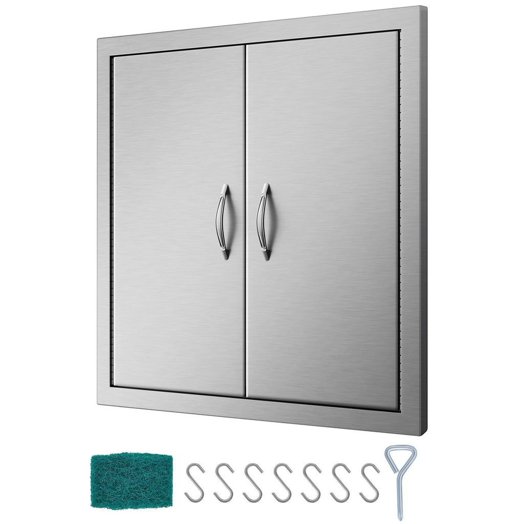BBQ Access Door 24W x 24H Inch, Grill Door Double Door Brushed Stainless Steel, Outdoor Kitchen Doors for BBQ Island Grilling Station