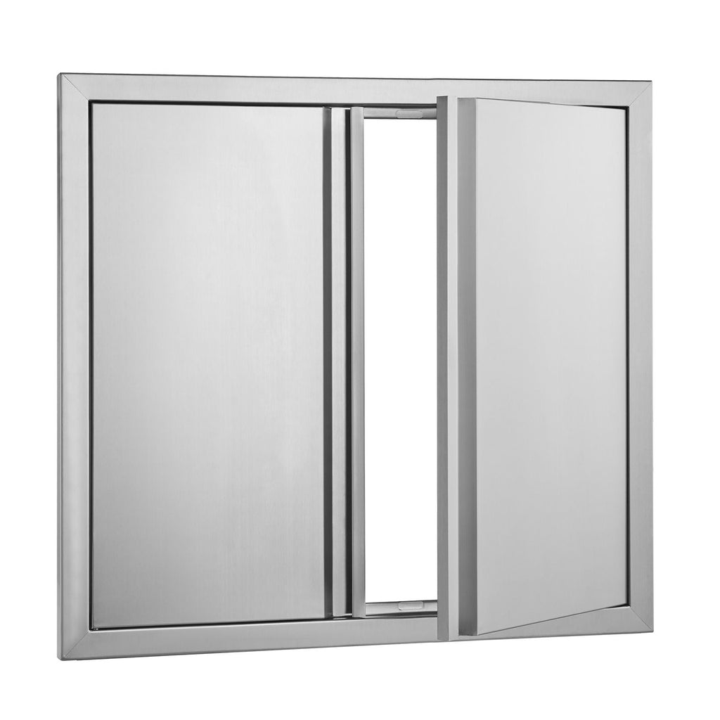 BBQ Access Door, 26W x 24H Inch Double Outdoor Kitchen Door, Stainless Steel Flush Mount Door, Wall Vertical Door with Recessed Handles , for BBQ Island, Grilling Station, Outside Cabinet