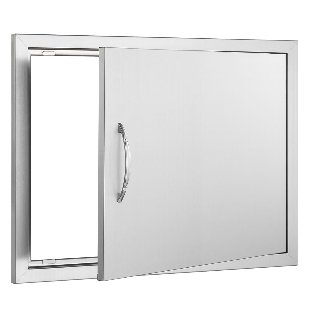 BBQ Access Door, 27W x 20H Inch Single Outdoor Kitchen Door, Stainless Steel Flush Mount Door, Wall Vertical Door with Handle, for BBQ Island, Grilling Station, Outside Cabinet