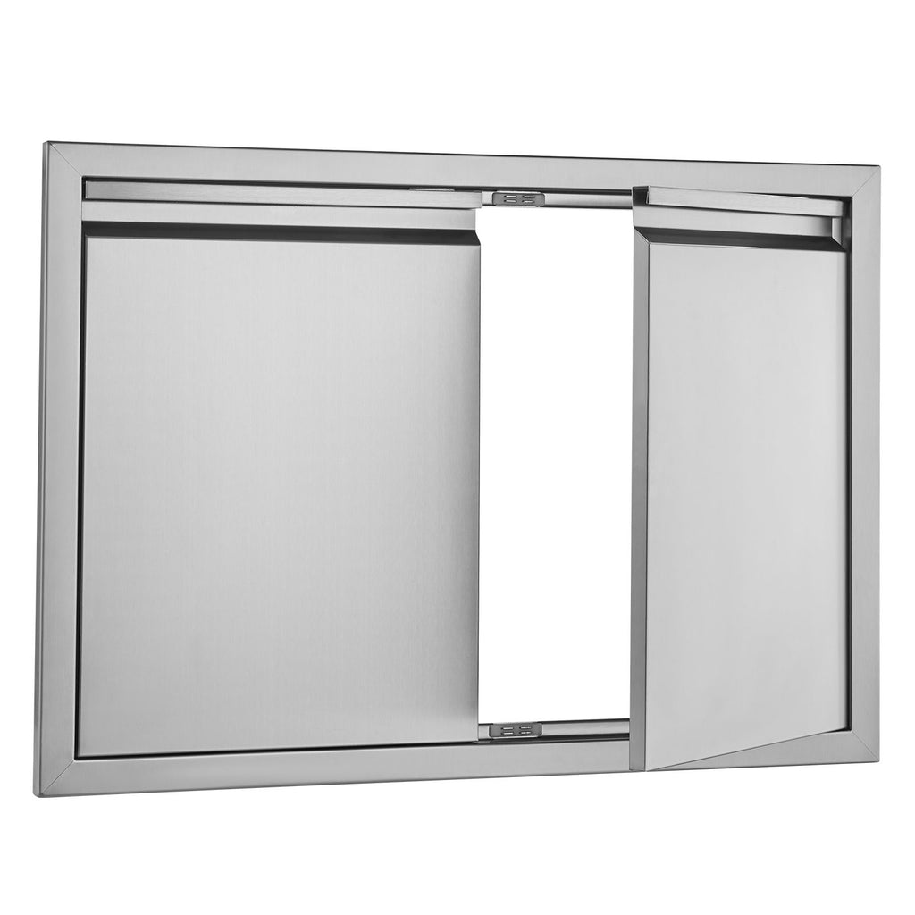 BBQ Access Door, 30W x 21H Inch Double Outdoor Kitchen Door, Stainless Steel Flush Mount Door, Wall Vertical Door with Recessed Handles , for BBQ Island, Grilling Station, Outside Cabinet