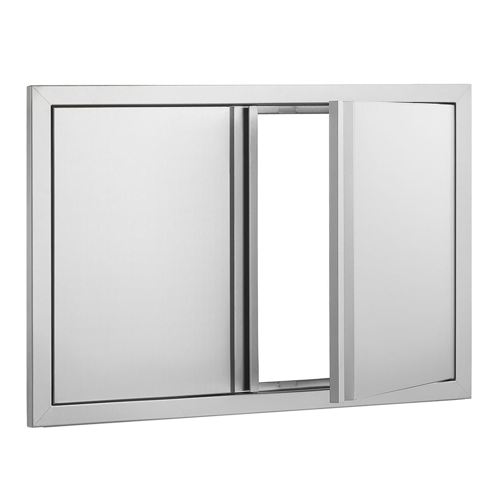 BBQ Access Door, 30W x 21H Inch Double Outdoor Kitchen Door, Stainless Steel Flush Mount Door, Wall Vertical Door with Recessed Handles , for BBQ Island, Grilling Station, Outside Cabinet