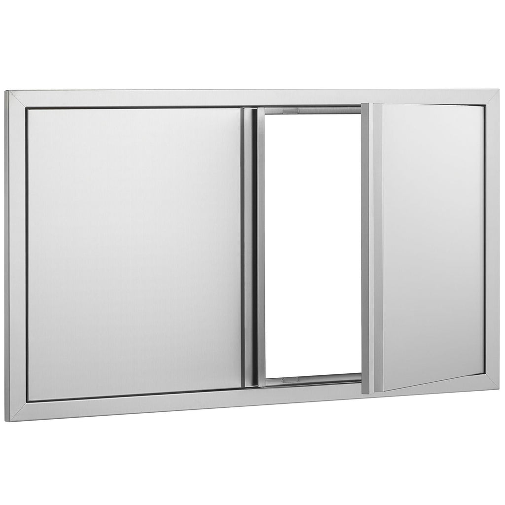 BBQ Access Door, 36W x 21H Inch Double Outdoor Kitchen Door, Stainless Steel Flush Mount Door, Wall Vertical Door with Recessed Handles , for BBQ Island, Grilling Station, Outside Cabinet