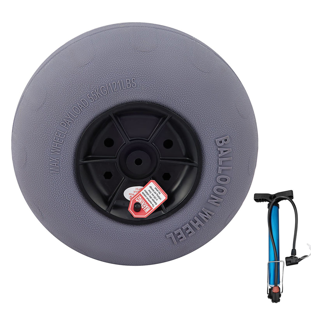 Beach Balloon Wheels, 13\" Replacement Sand Tires with 32\" Stainless Steel Axle, TPU Cart Tires for Kayak Dolly, Canoe Cart and Buggy with Free Air Pump, 2-Pack