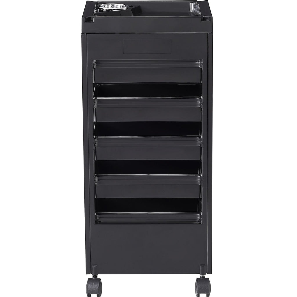 Beauty Salon Trolley Cart, Plastic Salon Rolling Cart for Stylist with 5 Removable Drawers & Dryer Holder, Rolling Hairdressing Cart with 4 Wheels (2 Lockable) for Beauty SPA Barbershop
