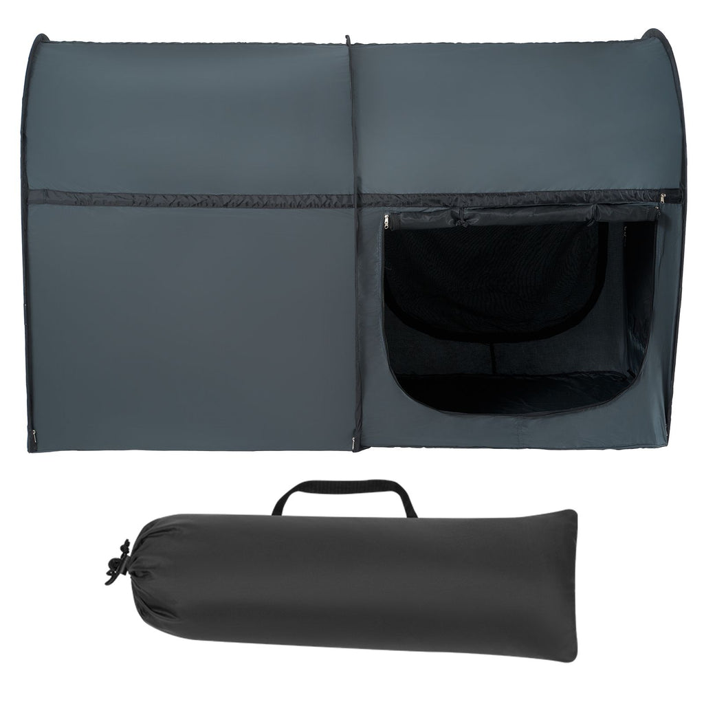 Bed Tent, Pongee Fabric, 4 Doors Breathable Dream Tent with 0.28 in Fiber Poles on Bed Privacy, Full Size Block out Light Sleeping Bed Canopy, Fit for Kids Playhouse and Adults Sleeping Tent