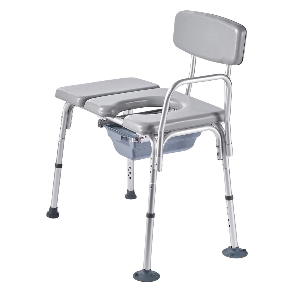 Bedside Commode Chair, 500 lbs Weight Capacity, 4-in-1 Portable Toilet and Raised Toilet Seat with Padded Seat and Backrest, Detachable 5L Bucket, Adjustable Height Adult Potty Chair for Seniors