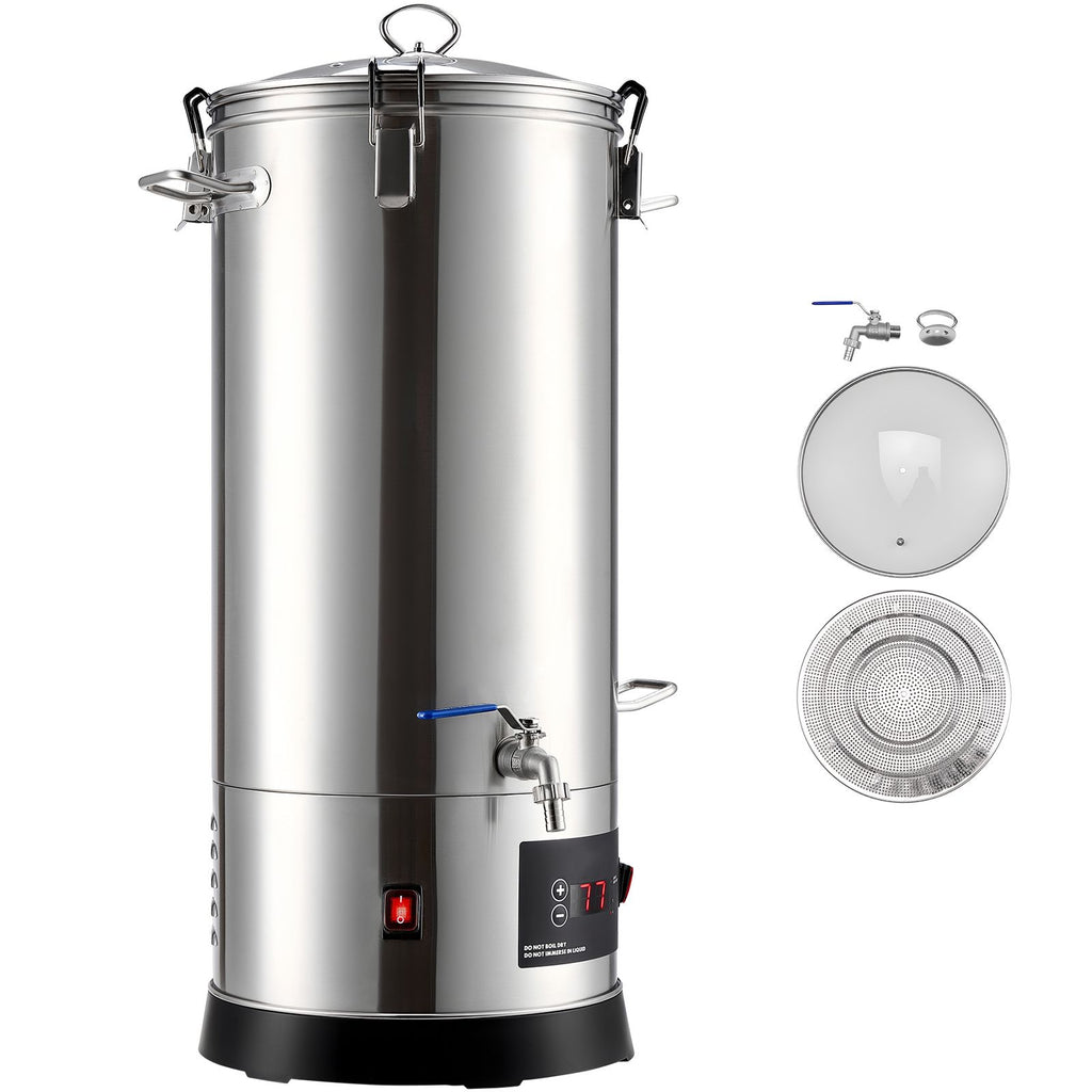 Beer Brewing Equipment, 8 Gal/30L 304 Stainless Steel Home Beer Brewer,1500W All-in-One Home Brewing Kit with Tall strainer, Integrated Inner Barrel & Reinforced Handle