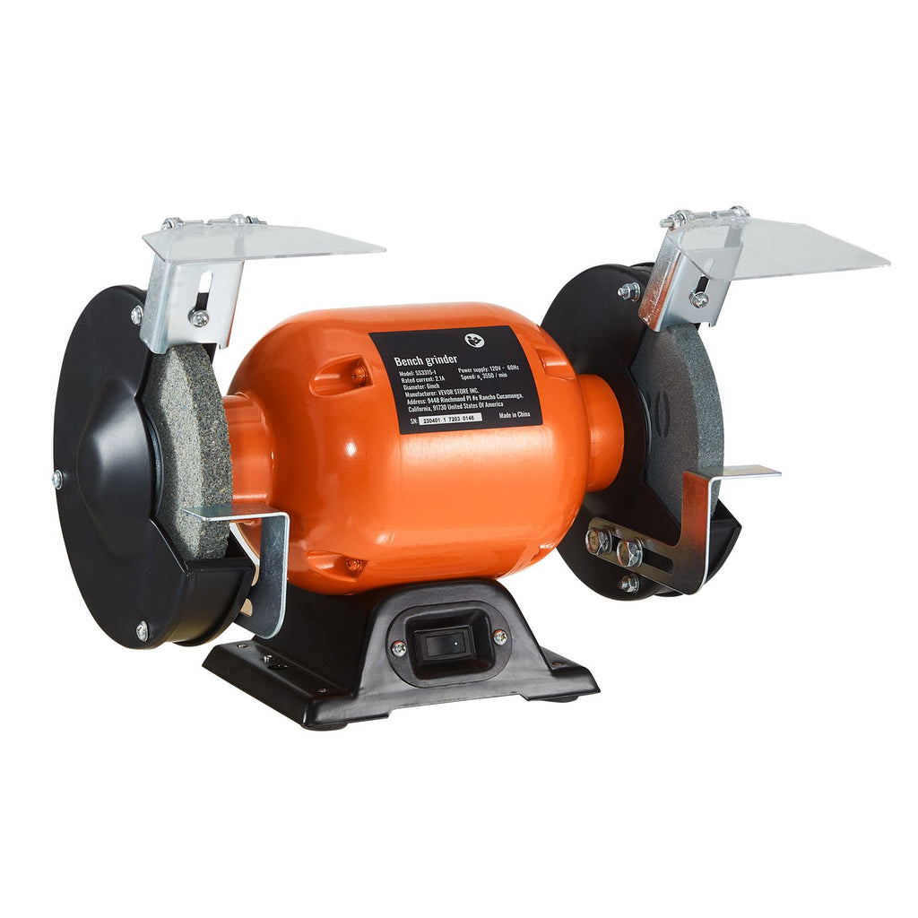 Bench Grinder, 6 inch Single Speed Bench Grinder with 2.1A Brushless Motor 3550 RPM Table Grinder with 36/80-Grit Grinding Wheels for Grinding, Sharpening Application