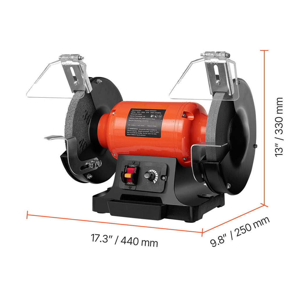 Bench Grinder, 8-inch Variable Speed Bench Grinder, 2000-3450RPM Table Grinders with 550W 5.0A Induction Motor, 36/60-Grit Grinding Wheel & Adjustable Eye Shield for Sharpening Grinding image 2