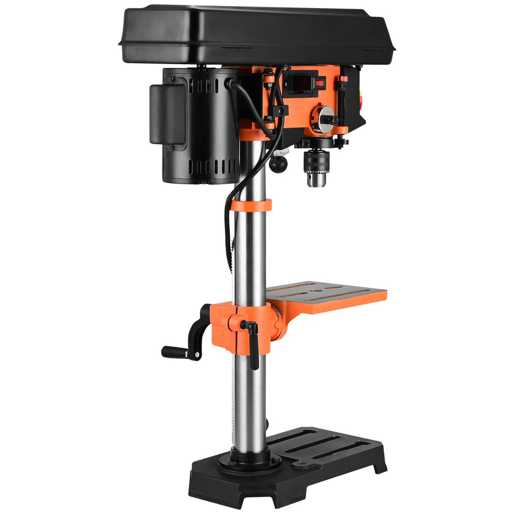Benchtop Drill Press, 3.2 Amp, 5-Speed Adjustable Drill Press with 650/1050/1800/2350/3100 RPM, 10-inch Swing, Cast Iron Frame, 0-45° Tiltling Worktable, Work Light, for Drilling Wood & Metal
