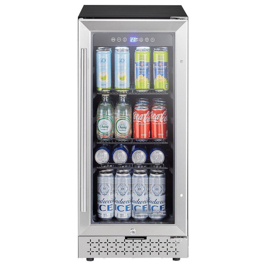 Beverage Refrigerator Cooler, 88 Can Beverage Fridge, Mini Fridge with Glass Door, Adjustable Shelves, Digital Temperature Control, Built-in or Freestanding Soda Beer Fridge for Home Office Bar