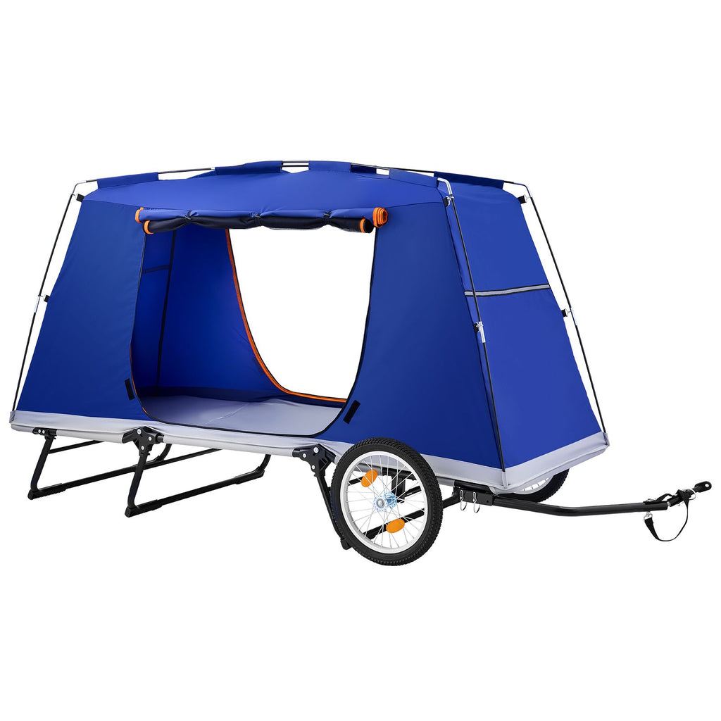 Bike Camper Trailer Tent 300 lbs Static Load Folding Bicycle Wagon, with 16-Inch Wheels, PU2000 Coating, Carbon Steel Frame, Quick Setup, Fits 22-28 in Wheels, for Off-Road Bike Camping & Cargo
