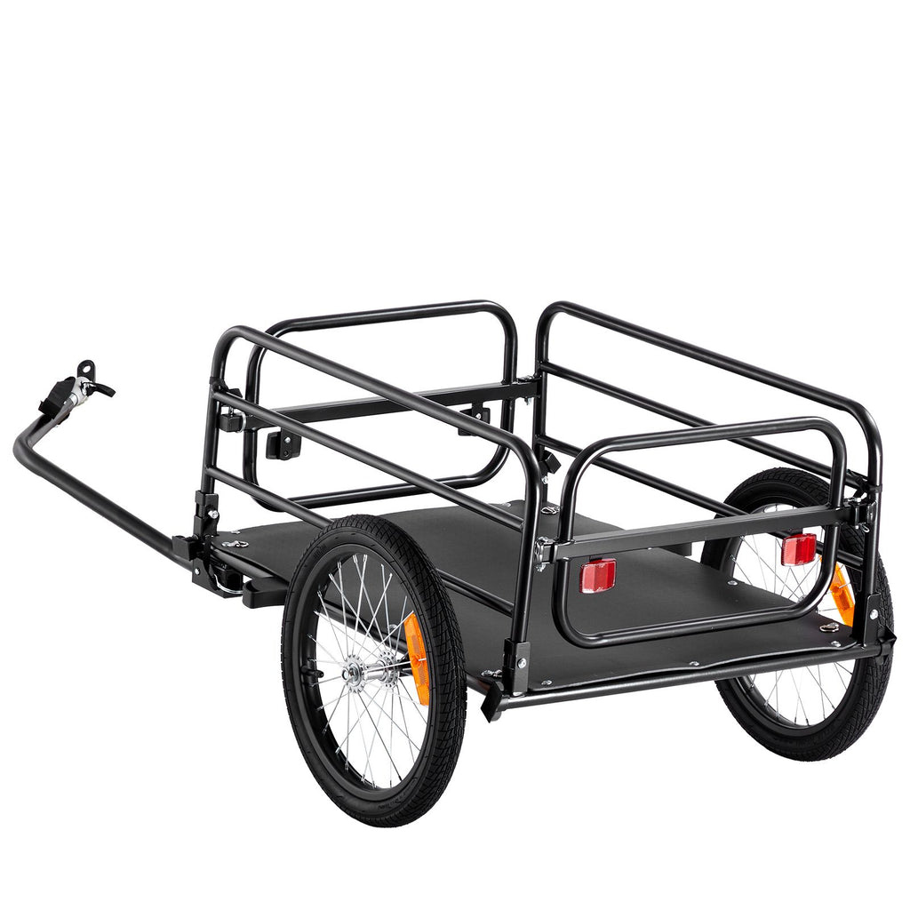 Bike Cargo Trailer, 160 lbs Load Capacity, Heavy-Duty Bicycle Wagon Cart, Foldable Compact Storage & Quick Release with Universal Hitch, 16" Wheels, Safe Reflectors, Fits 22"-28" Bike Wheels