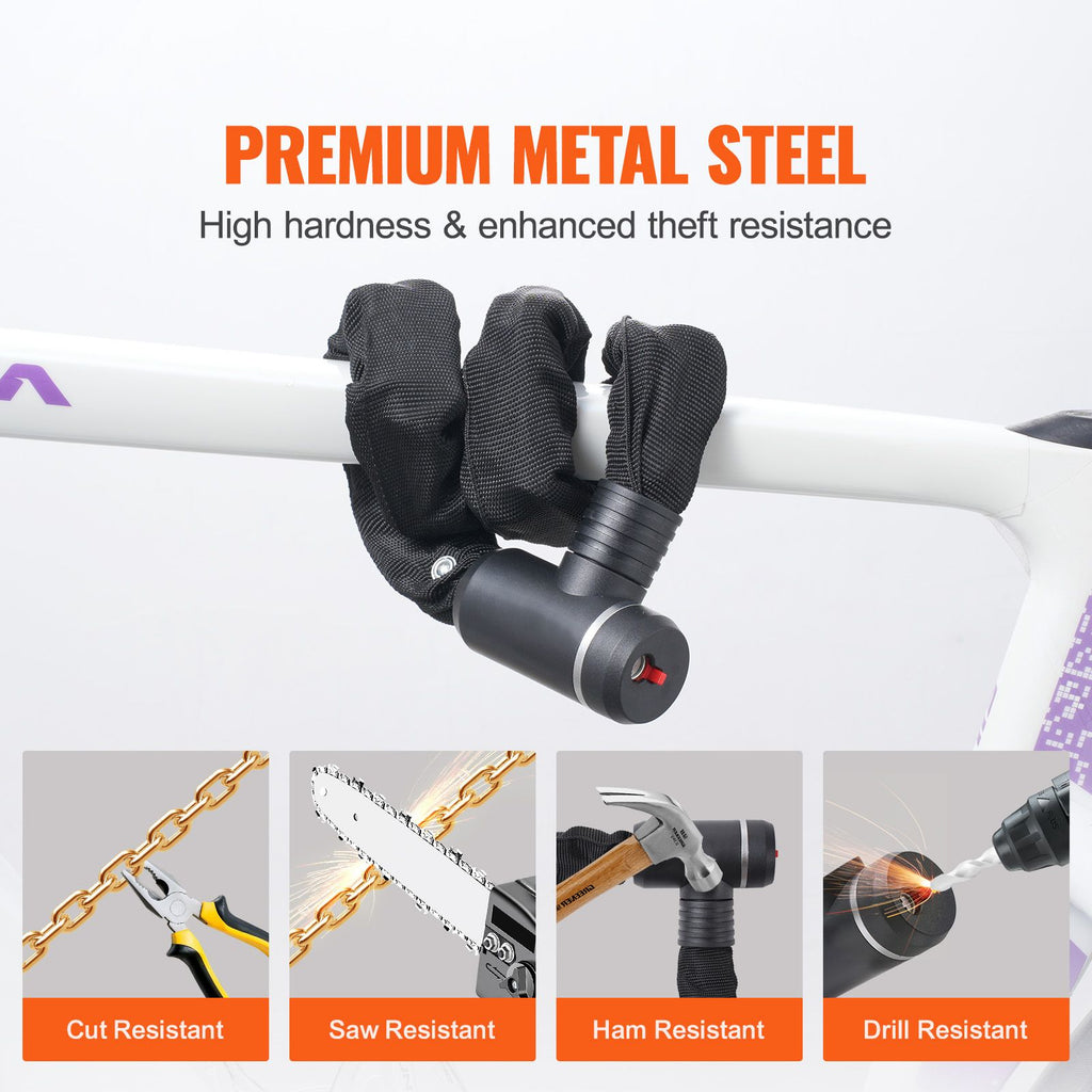 Bike Chain Lock, 2.79 Ft Combination Bicycle Chain Lock with 2 Keys, Heavy Duty Anti-Theft High Security Bike Locks, Perfect for Bike, Motorcycle, Scooter, Bicycle, Door, Fence or Gate, 8mm image 2