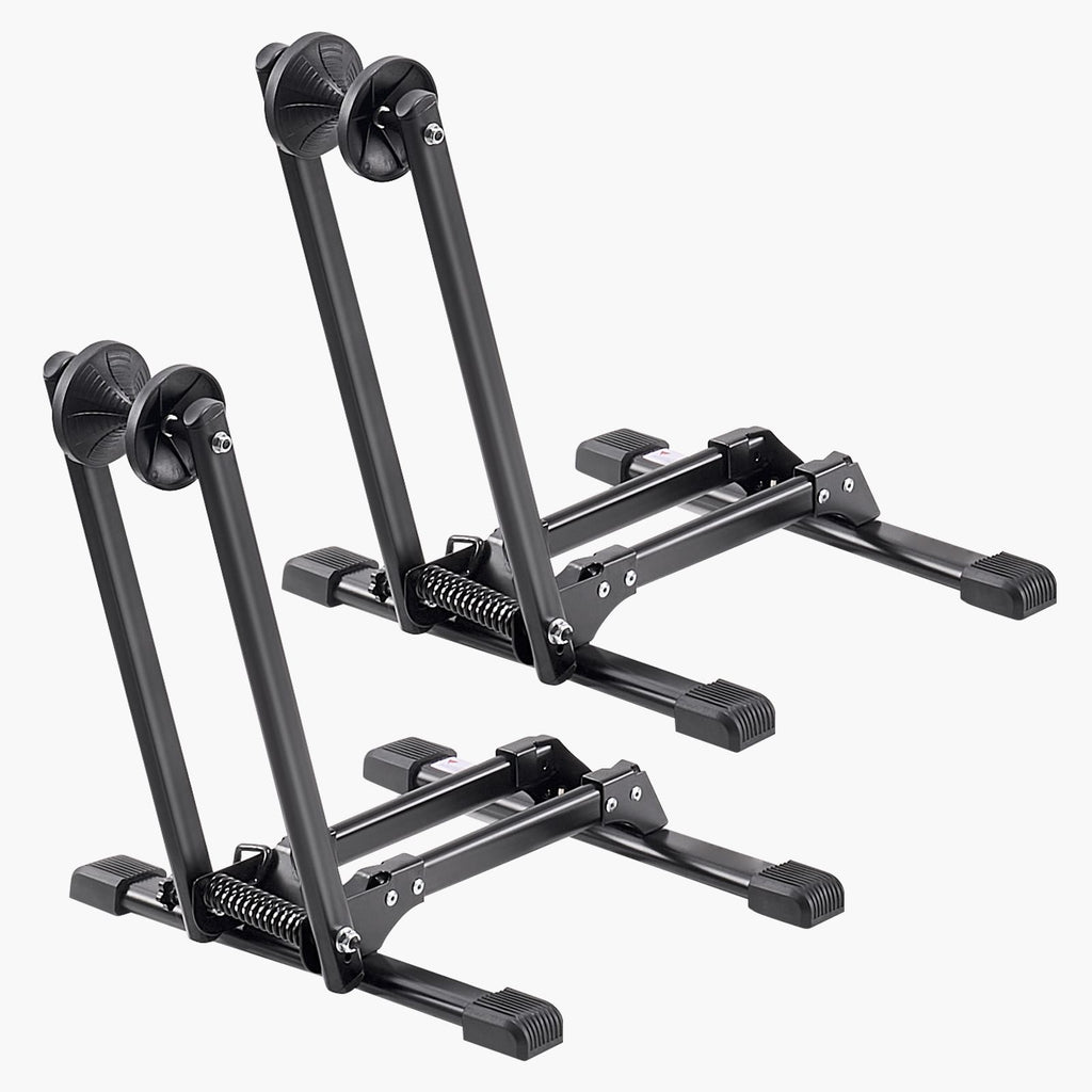 Bike Racks 2 Pack, Fits 20 to 29 Inch Mountain & Road Bikes, Alloy Steel Rust-Resistant Bike Floor Stand Rack, Foldable Bicycle Stand for Entryway, Garage, Home Bikes Parking & Storage, Black