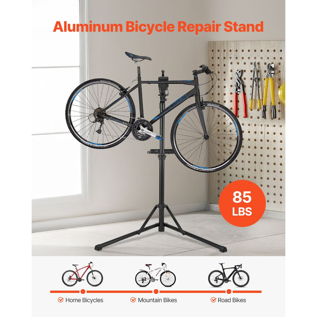 Bike Repair Stand, 85 lb Heavy-duty Bicycle Work Stand with 40.7-64.1 in Adjustable Height & Magnetic Tool Tray, Foldable Bicycle Maintenance Rack, Shop Home Mechanics for Mountain & Road Bike