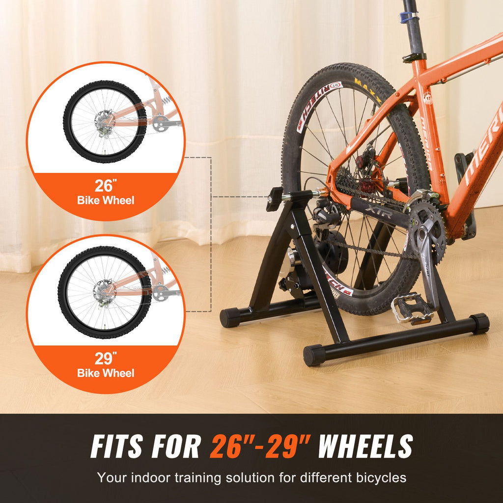 Bike Trainer Stand, Magnetic Stationary Bike Stand for 26"-29" Wheels, Noise Reduction Flywheel Motor, Protable Cycling for Indoor Riding Exercise, with Quick-Release Lever & Front Wheel Riser image 2