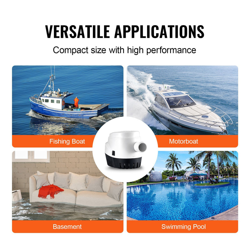Bilge Pump, 1100GPH 12V Automatic Submersible Boat Bilge Water Pump with Float Switch, 1.1" Outlet Diameter, Small Boat Bilge Pump, Marine Electric Bilge Pump for Boats, Ponds, Pools, Basements image 2