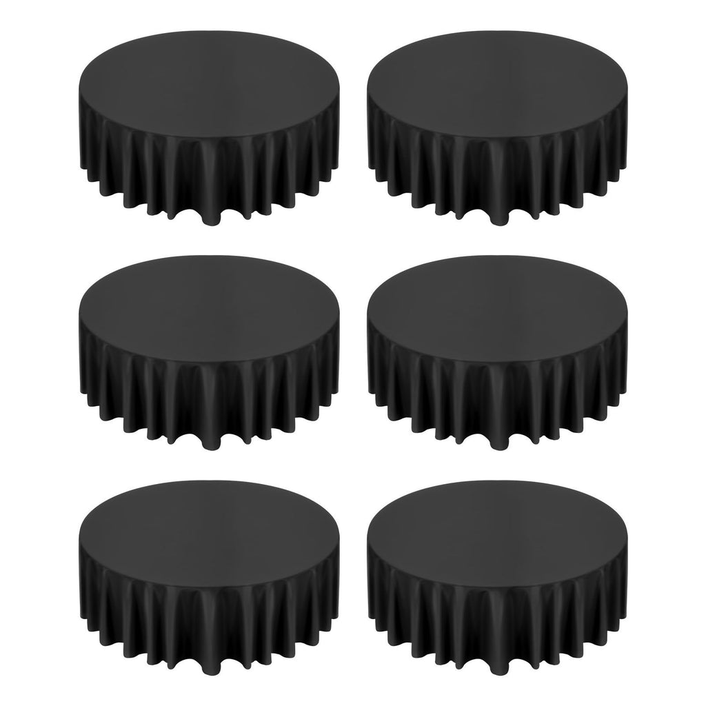 Black Round Tablecloths 6 Pack, 120 Inches in Diameter, Stain- & Wrinkle- Resistant, Machine Washable Table Clothes, Polyester Fabric Table Covers for Wedding, Party, Banquet, Formal Events