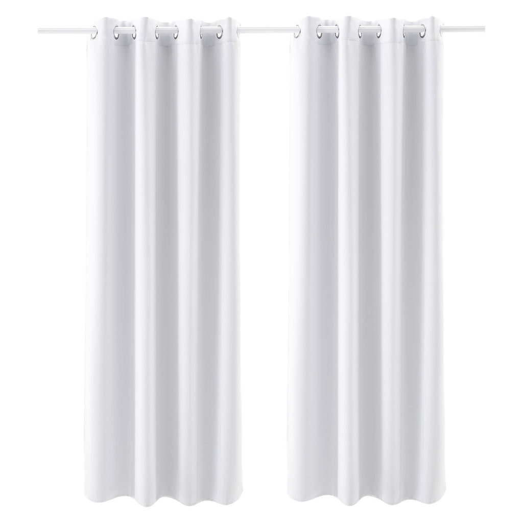 Blackout Curtains, White Blocking Drapes for Bedroom and Living Room, 2 Panels Set Grommet Room Darkening Curtain, Solid Thermal Insulated Drapes, Noise Reducing Window Treatments, 52x84 inch