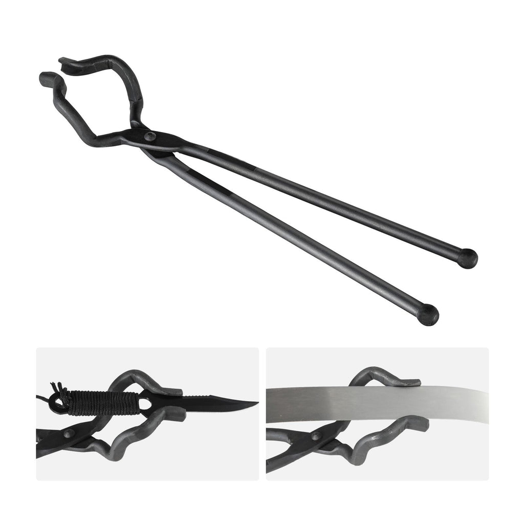 Blacksmith Tongs, 18' Z V-Bit Tongs, Carbon Steel Forge Tongs with A3 Steel Rivets, for Knife Blades, Long Pieces, Circular Forgings, for Beginner and Seasoned Blacksmiths and Bladesmiths