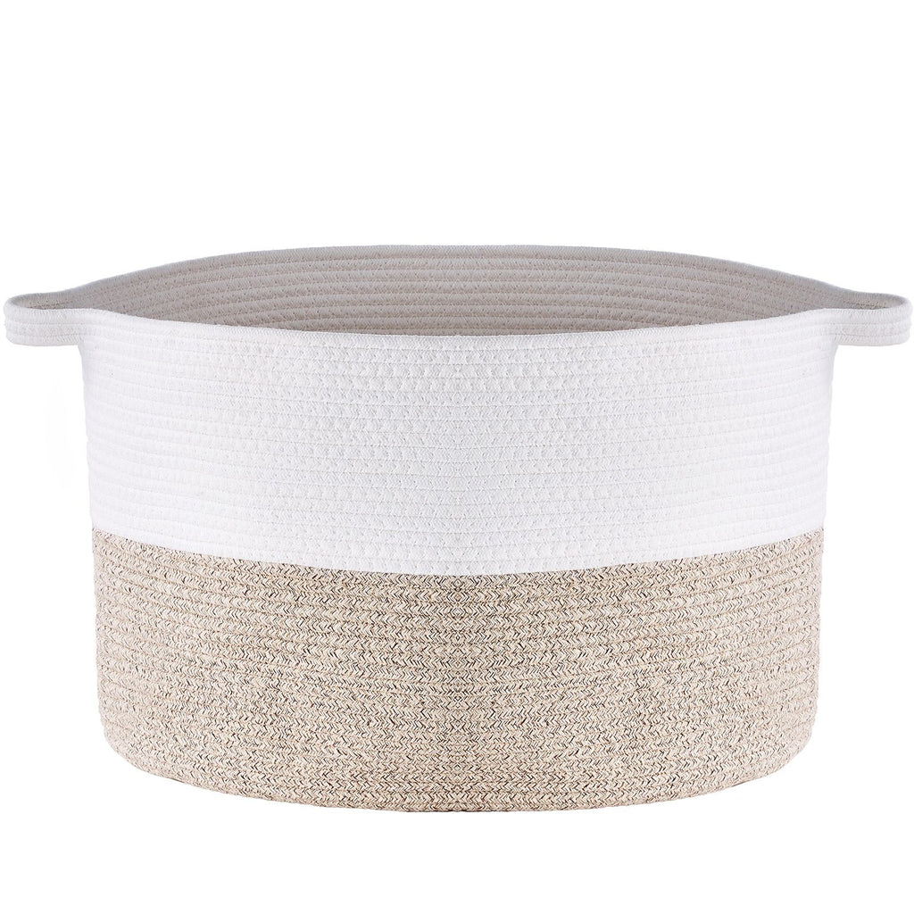 Blanket Basket, 67L, Cotton Rope Basket, Woven Basket with Handles, 20" x 13" Round Laundry Hamper Basket Collapsible Extra Large Storage Basket Bins for Organizing Clothes Kids Toys Pillows