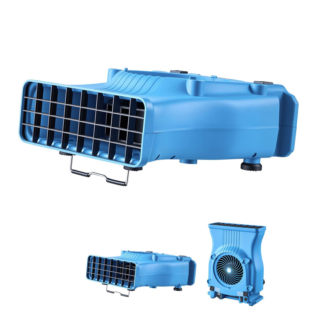 Blower Fan, Low Profile Air Mover Carpet Dryer, 1000 CFM, 2 Speeds, Multi-Angle Airflow, Lightweight Portable for Crawlspaces, Attics, Basements, Bathrooms, Water Damage Restoration, Blue