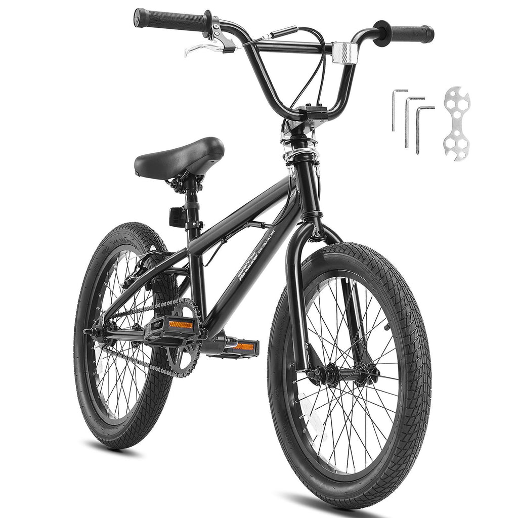 BMX Bike, 18-Inch Wheel Freestyle Bike, BMX Race Bike with 360° Rotor, Beginner-Level BMX to Advanced Riders, BMX Bicycles for Teen Adult Men Women, Durable Hi-Ten Steel Frame, Easy to Assemble