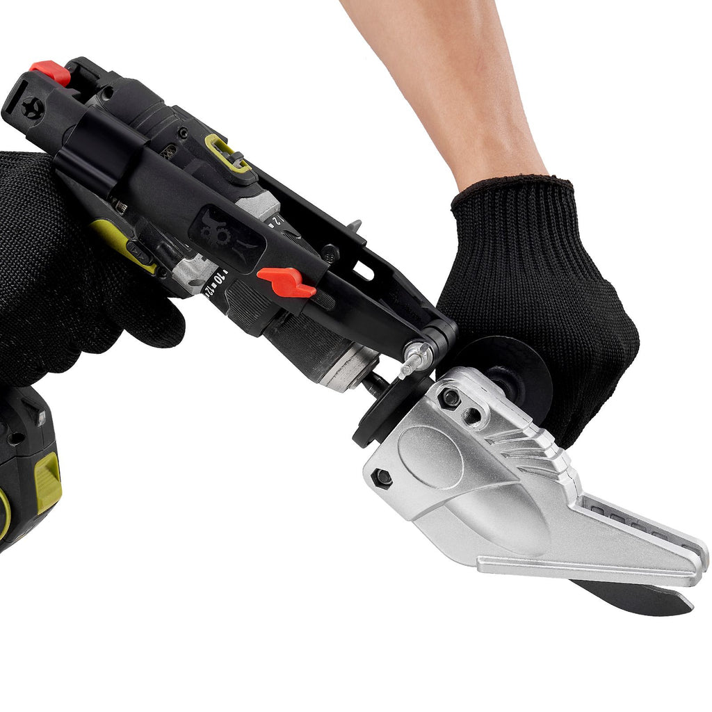 Board Cutter Drill Attachment, Board Shears Attachment, with 360 Degree Pivoting Head, Cut Max. 0.47" Plasterboard and 0.5" Fiber Cement, Applicable with Most 1500-3000RPM Electric Drill